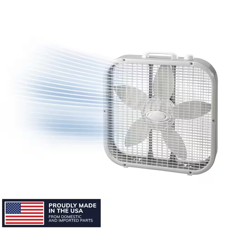 20 In. 3 Speed Box Fan in White for Bedrooms, Living Rooms, Ga...