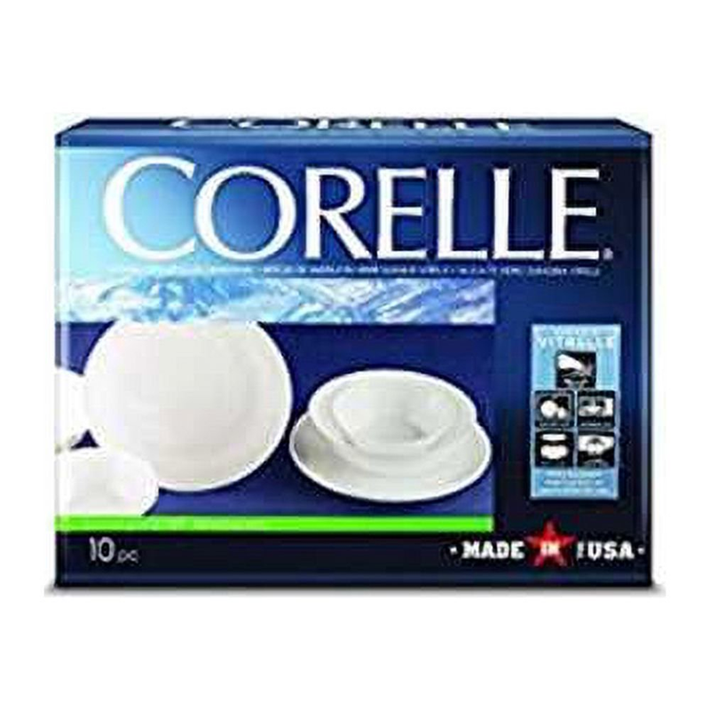 Corelle 10-Piece Set Winter Frost White Dinnerware Set, Livingware