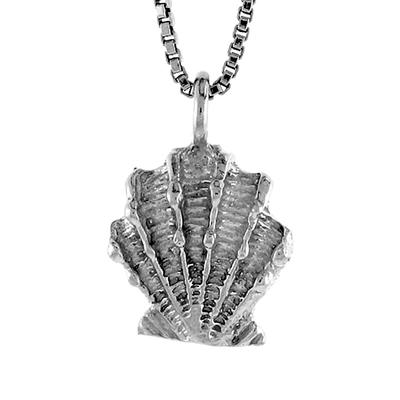 Sterling Silver Clam Shell Pendant / Charm, Italian Box Chain  
