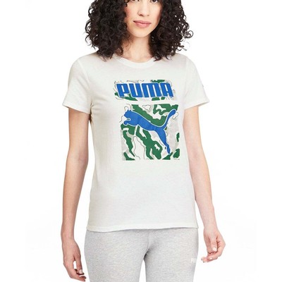 

Футболка Puma Camo Box с круглым вырезом и короткими рукавами, женские повседневные топы размера, Белый