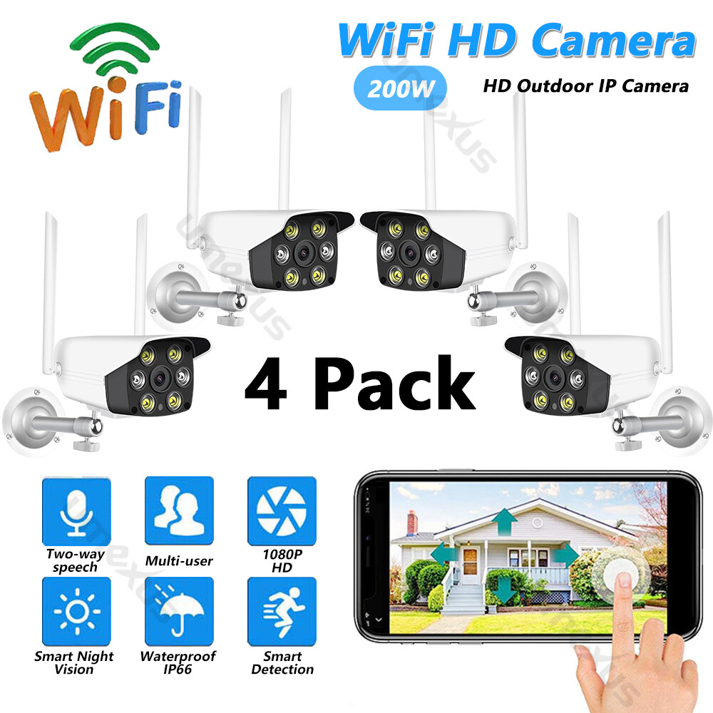 4 Pack WiFi Security IP Camera System Smart Outdoor IR Night