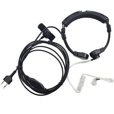 Throat Mic Headset/Earpiece For Midland 2 Two Way Radio Walkie Talkie Finger PTT