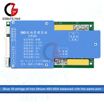 BMS 16S 48V 80A 60A 50A Lithium 18650 Battery Balanced Protection Board Temp DIY