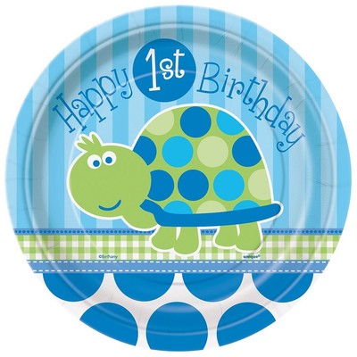 Pack of 8 1st Birthday Turtle Cake Plates Serving Cake Snacks Treats Disposable 