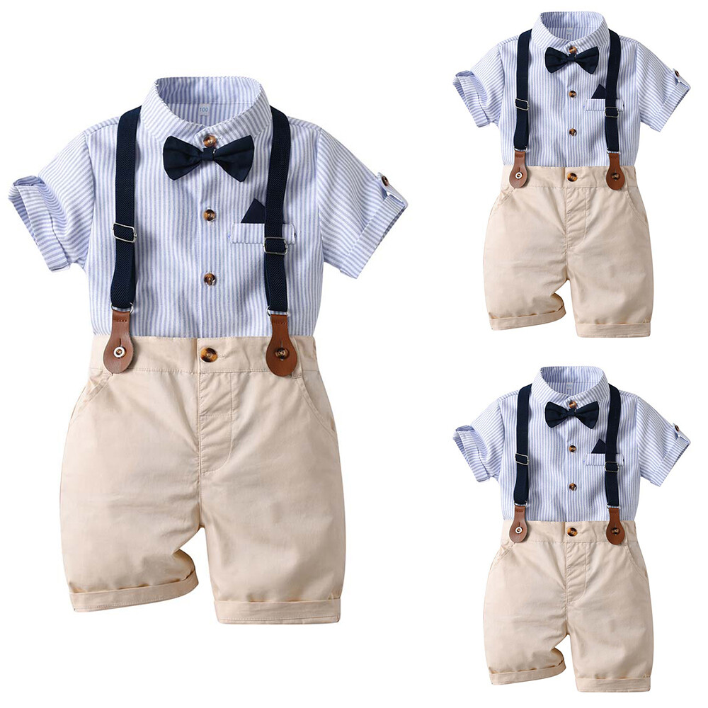 BIG SALE ⭐ Toddler Baby Boys Gentleman Outfit Bowtie Shirt Pants Outfit Suit Set