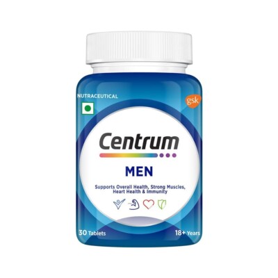 Centrum Men, World's No.1 Multivitamin with Grape seed extract, 30 Veg Tablets