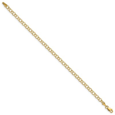 Pre-owned Skyjewelers Real 14k Yellow Gold Solid Double Link Charm Chain Bracelet; 8 Inch