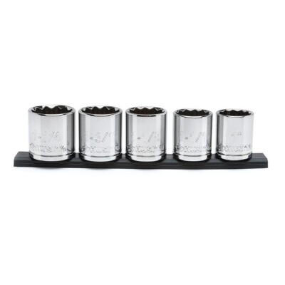 HUSKY Socket Set 1/2 in. Drive 12-Point SAE Extra Large 5-Piece Polished Mirror