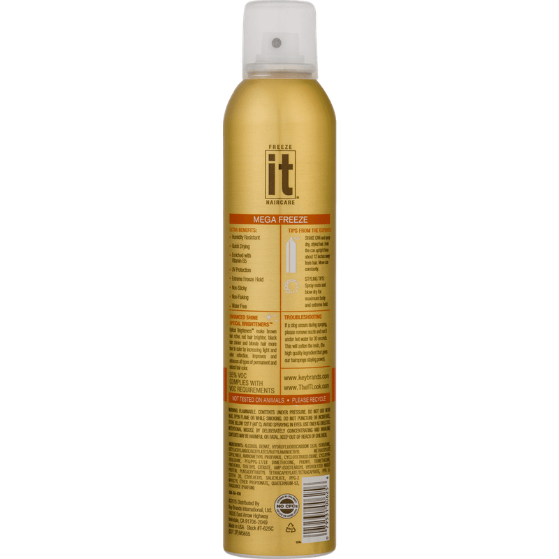 Freeze It Mega Freeze Hair Spray, Extreme Hold, Nourishing UV Protection,10 Oz