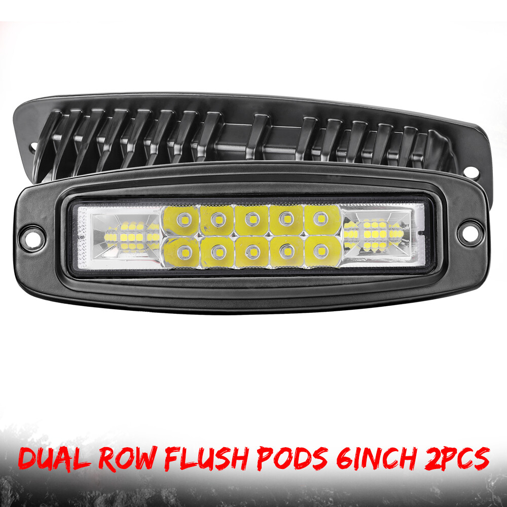 Rear Bumper Flush Mount LED Pods 2pcs 6in Reverse Fog Driving Lights
