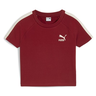 Puma Iconic T7 Детская футболка с круглым вырезом и коротким рукавом, женские красные повседневные топы 625598