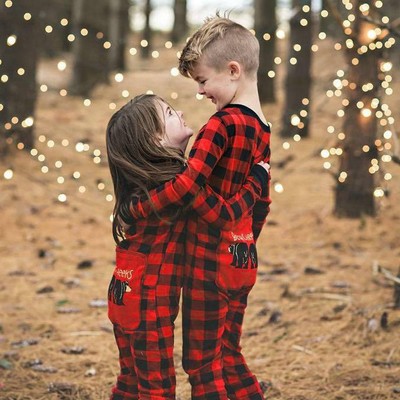 Family Pajamas Mother Father Kids Baby Plaid Print Sleepwear Christmas Nightwear