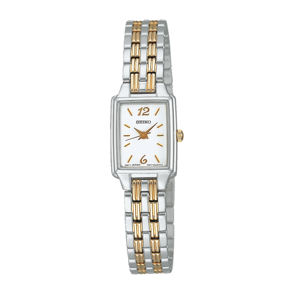 Pre-owned Seiko Sxgl59 White Dial Gold Silver Two-tone Stainless Steel Dress Square Watch