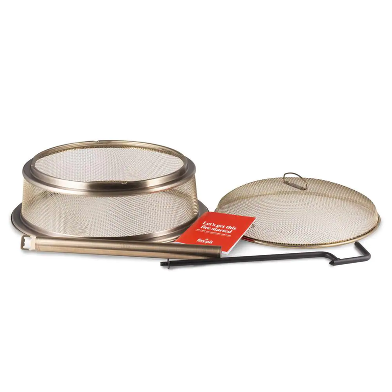 Patio Fire Pit Screen Stainless Steel Collapsible and Black Poker Durable NEW