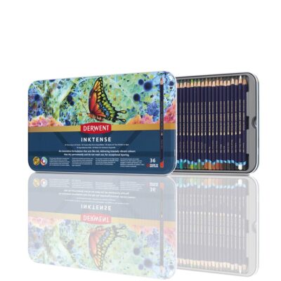 Inktense Color Pencils, 36-Piece Tin Set, 4mm Round Core, Watercolor Drawing