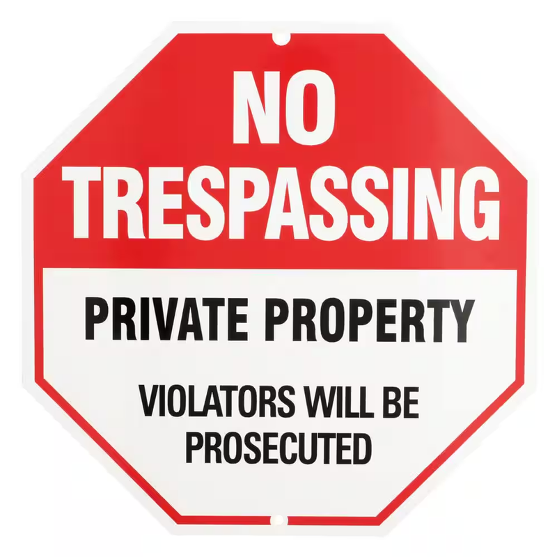 Everbilt No Trespassing Sign 12x12 Inch Aluminum Metal Outdoor Weather Resistant