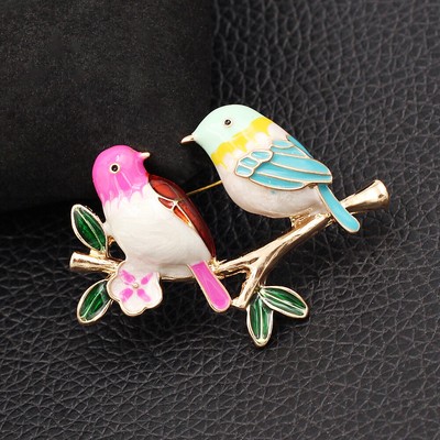 Colorful Enamel Magpie Flower Bird Brooch Pin Fashion Woman's Jewelry Gifts