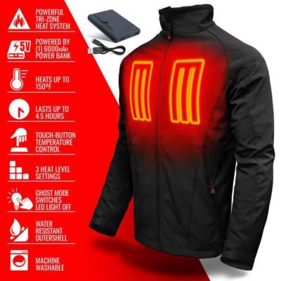 Pre-owned Actionheat Heated Jacket Large Softshell 5-volt, Machine Washable- Gentle Black