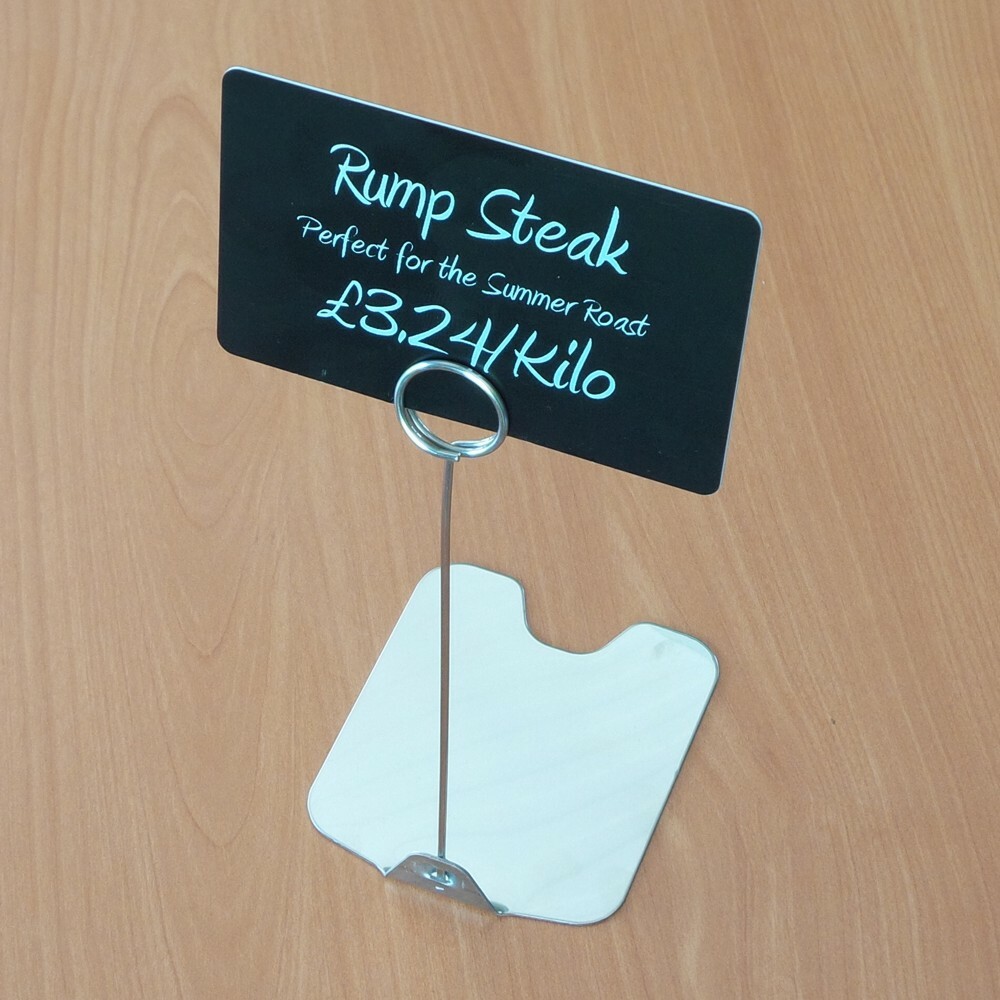 Stainless steel ticket stand food counter display price card holder