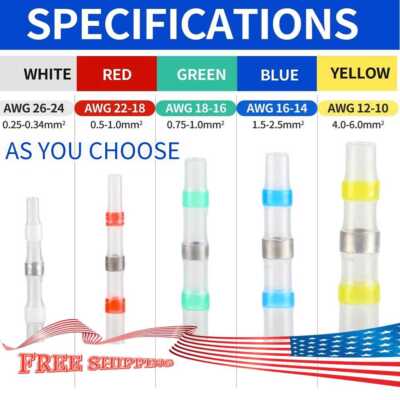 50-1000X Solder Seal Sleeve Heat Shrink Wire Connector Terminal Waterproof 26-10