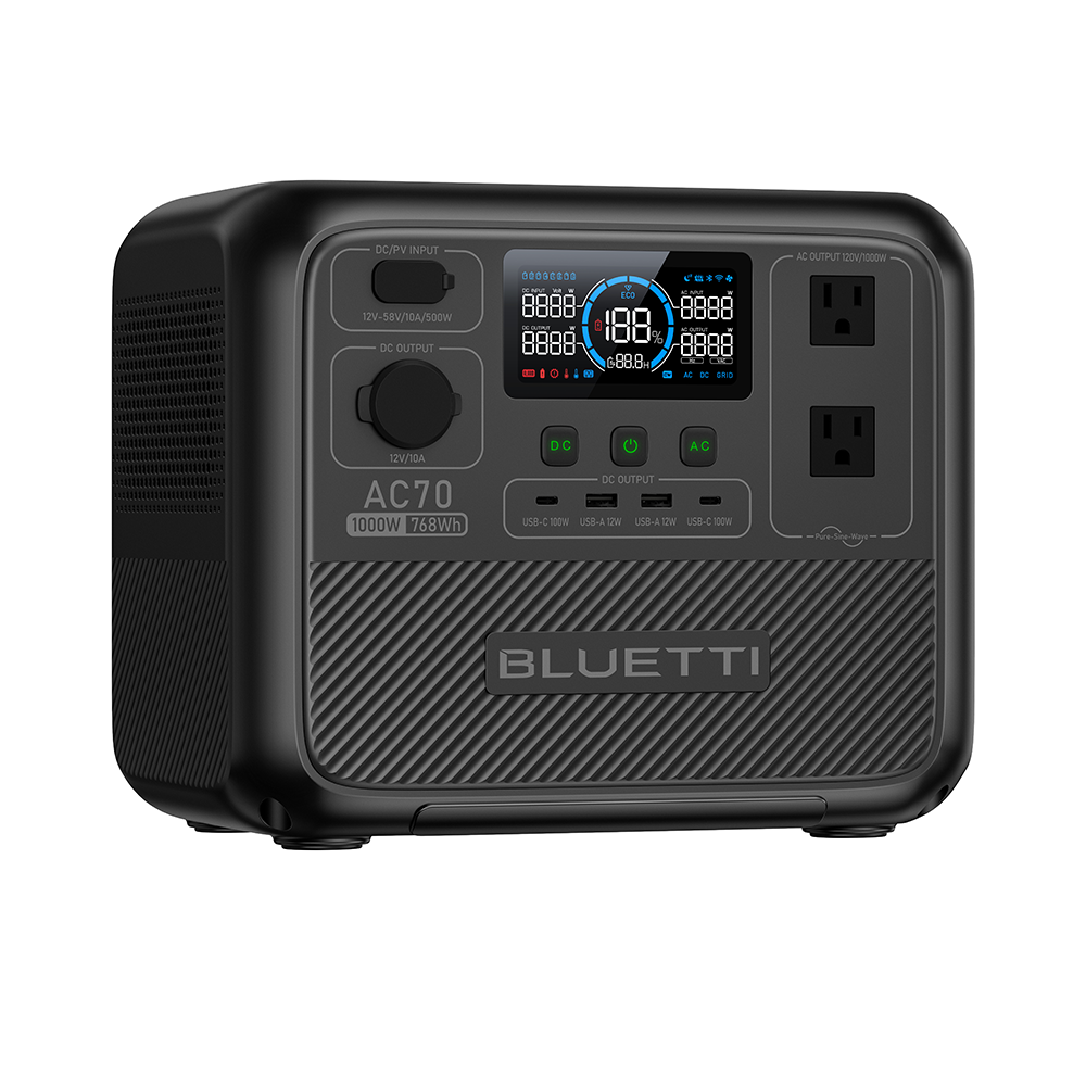BLUETTI AC70 1000W Solar Generator+Optional Solar Panel For 