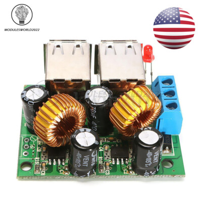 DC 12V 24V 40V to 5V 5A 4 Port Step-down USB Power Supply Converter Board Module