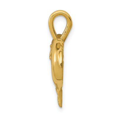 Pre-owned Superdealsforeverything Real 14kt Yellow Gold Dolphin Heart Pendant
