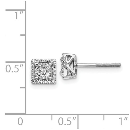 Pre-owned Goldia 14k White Gold Diamond Square Screw Back Post Earrings