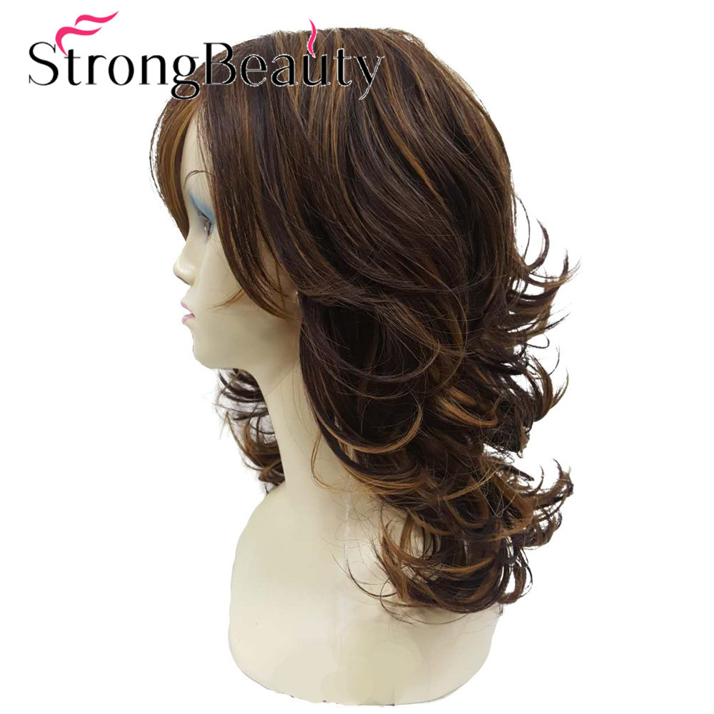 Auburn Layered Medium Curly Hairstyles For Thick Hair Synthetic