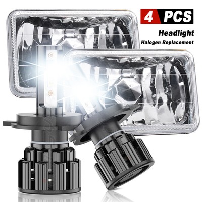 Pair 4x6'' white LED Headlight Hi/Lo Beam for For Chevrolet S10 1995 1996 1997