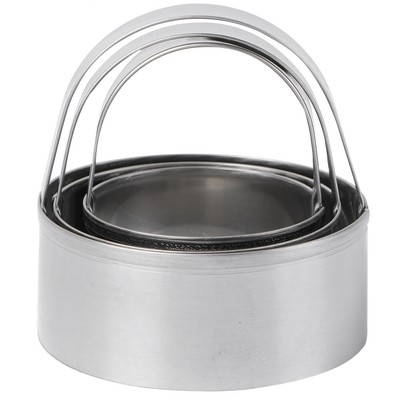 3 Pcs Dough Circle Biscuit Round Cookie With Handle Baking Rings Pastry