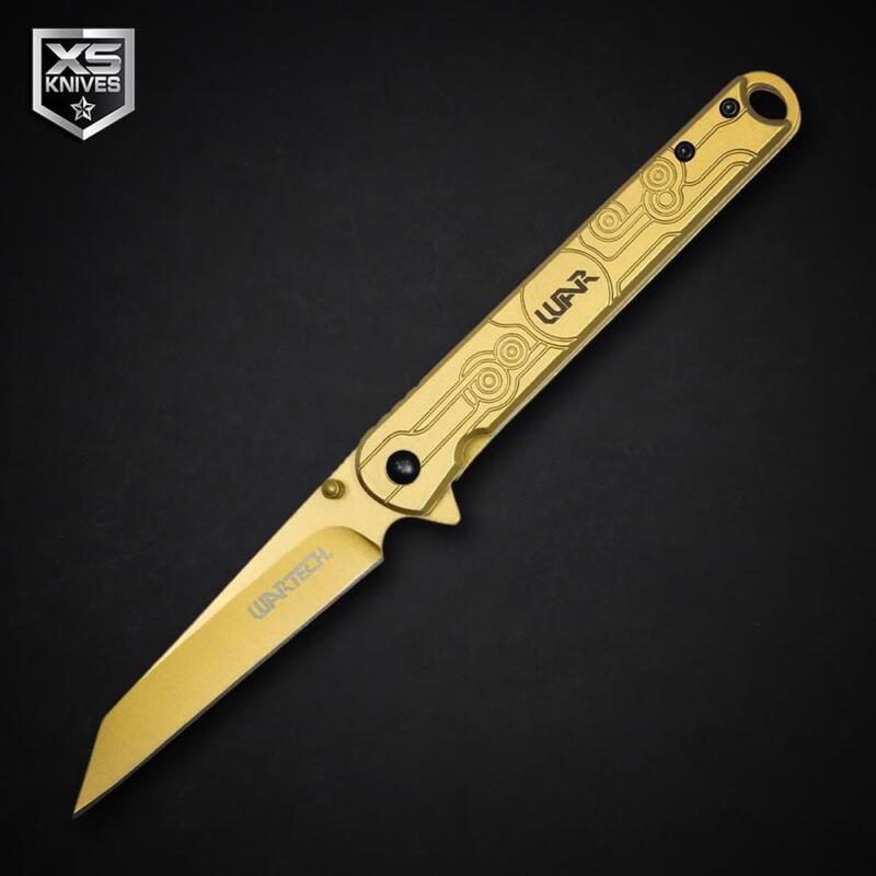 Modern Tanto Spring Assisted Pocket Knife Slim Tactical Folding Blade Golden 8"