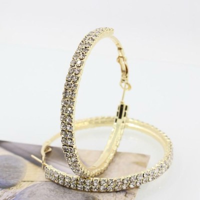 Double Row Rhinestone Luxury Crystal Rhinestone Earrings