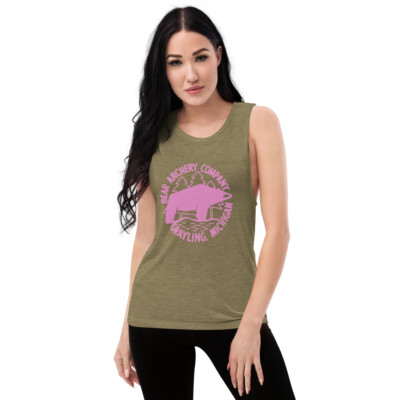Vintage Traditional Bear Archery Recurve Bow Hunting Ladies Shirt Green / Pink