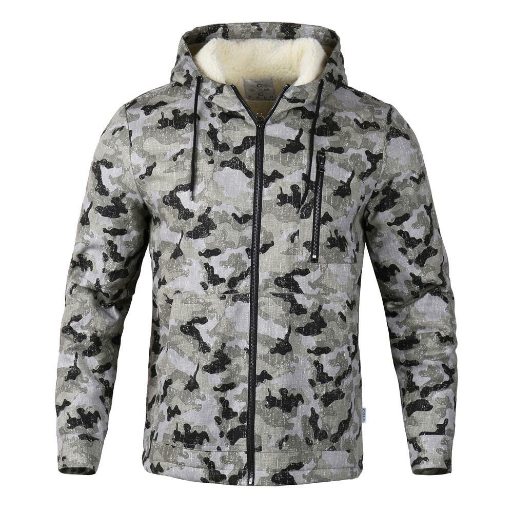 Men's Outwear Coat Quilted Bomber Jacket With Front Zipper Olive Camo01