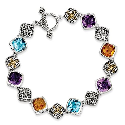 Details about / Shey Couture Sterling Silver and Gold-Tone Accent Swiss Blue Topaz Ring Size 8