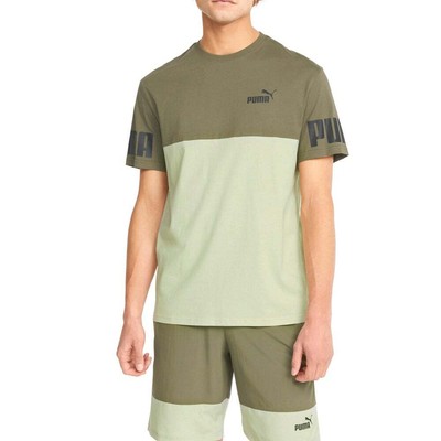 

Puma Power Colorblock Crew Neck TShirt Mens Size  Casual Tops 670, Зеленый, Puma Power Colorblock Crew Neck Short Sleeve TShirt