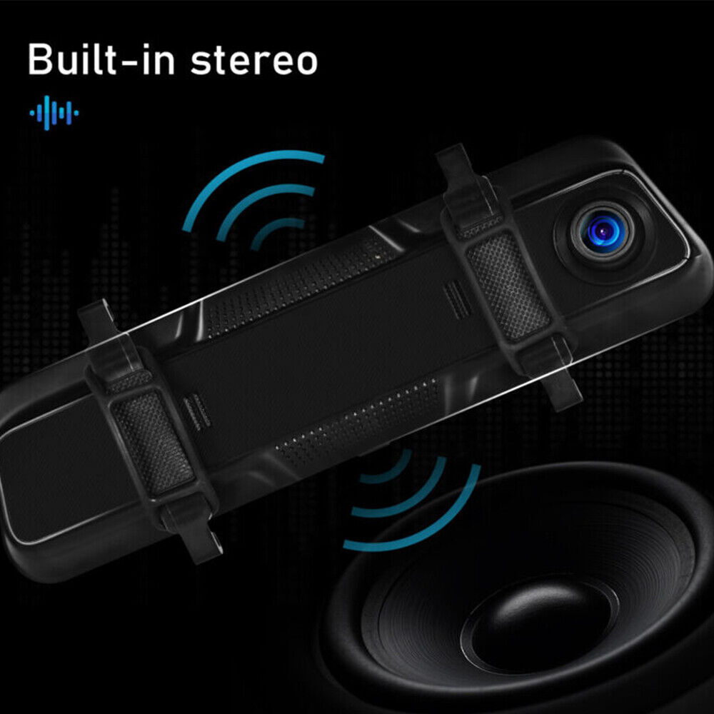 9.66" Car Dash Cam Wireless Apple CarPlay Android Auto Dual Front & Rear Camera