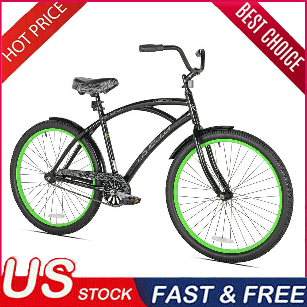 26 In Men's Bike Aluminum Frame Adjustable Seat Coaster Brakes Plastic Pedals
