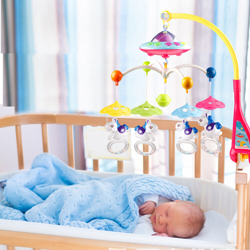 Baby Mobile für Kinderbett Krippe mit Licht und Musik Hergeben 4 AA Batterie