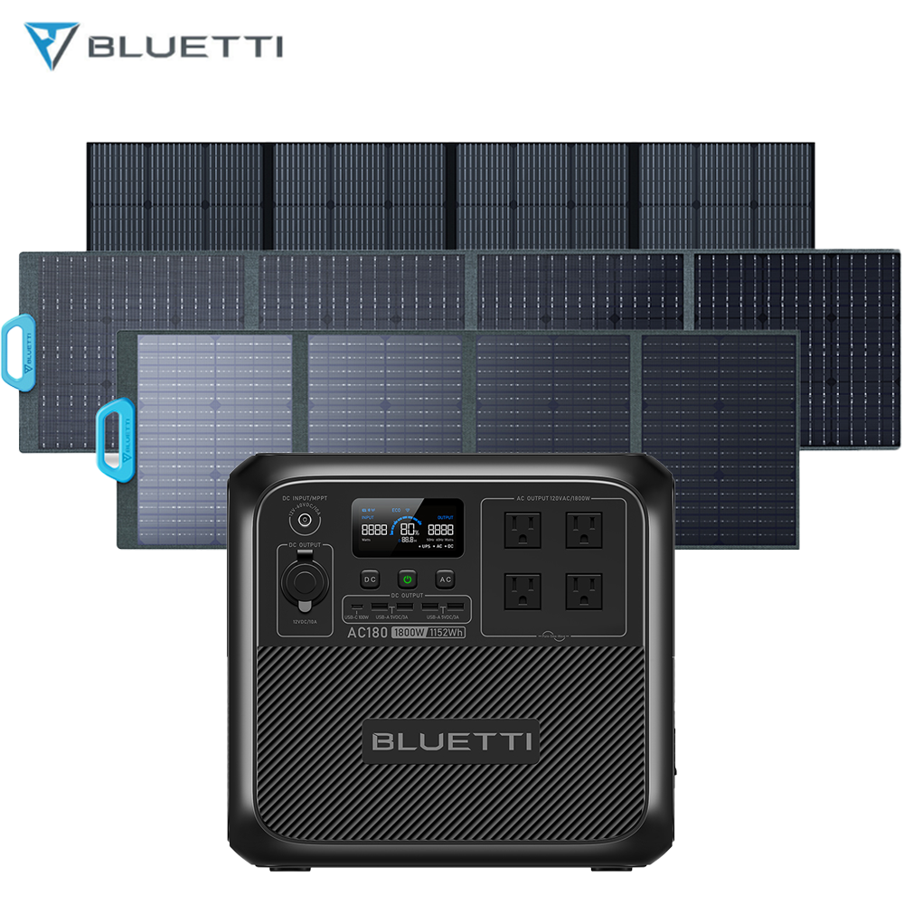 BLUETTI 1800W Solar Portable Power Station AC180 with Option