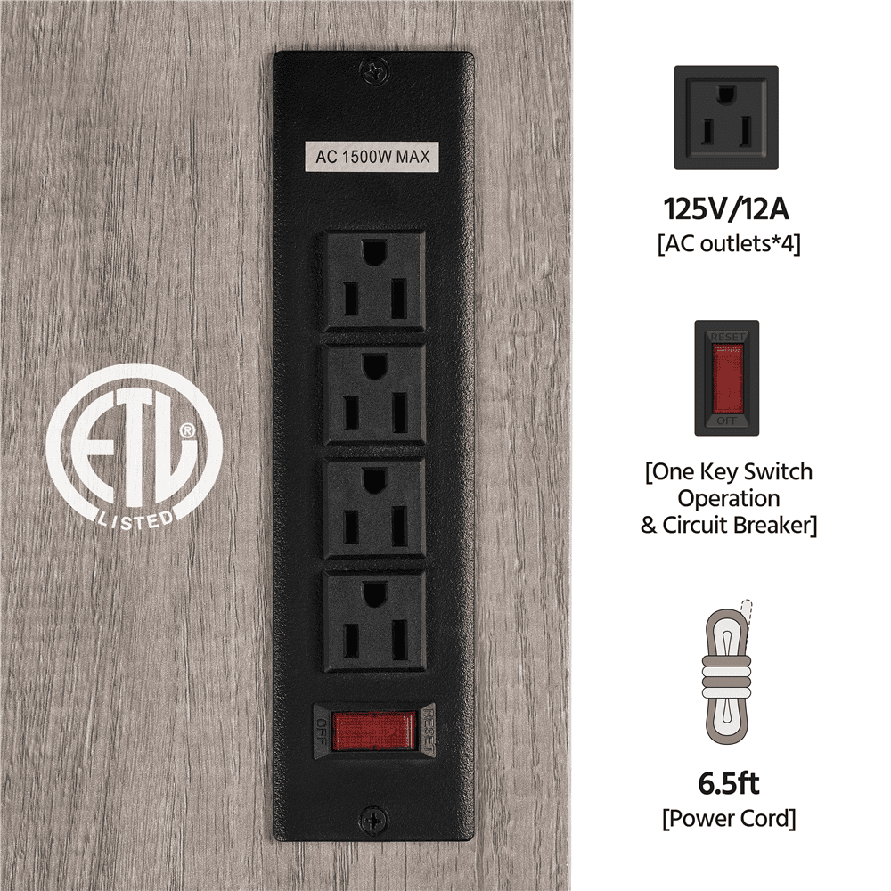 Modern TV Stand for 60-Inch TV with with 4-AC Power Outlet Media Console Table