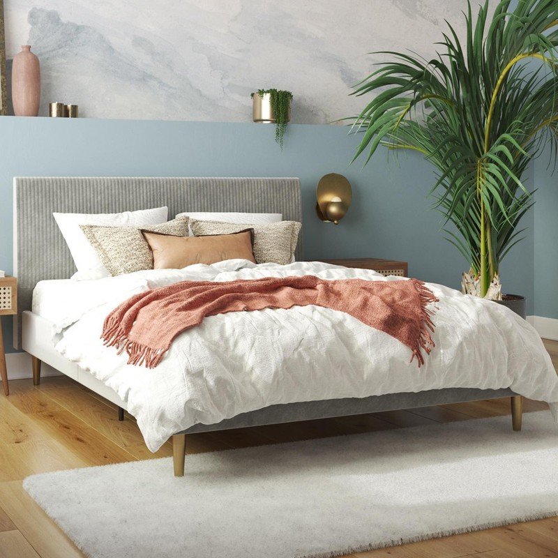Daphne Upholstered Bed with Headboard and Modern Platform Frame