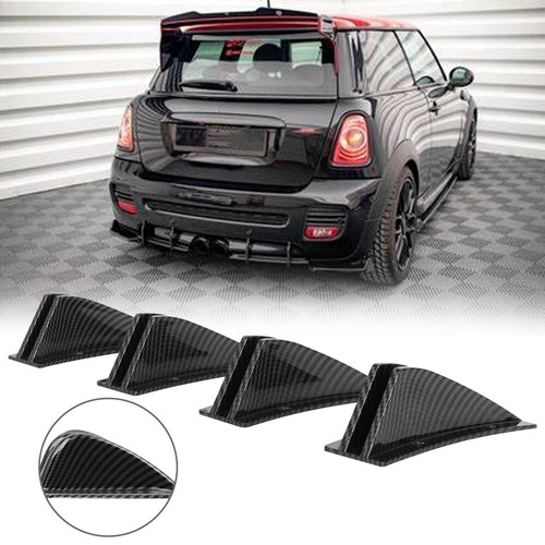 Carbon Look Rear Diffuser Lower Bumper 4-Fin Splitter For MINI