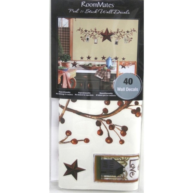 RoomMates RMK1276SCS Country Stars and Berries Peel and Stick Wall Decals