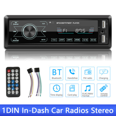 Single 1DIN Car Stereo Radio Bluetooth MP3 Player Touch Screen FM/USB/SD/AUX-IN