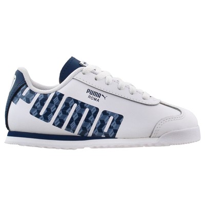 Puma Roma Basic Gg Белые кроссовки на шнуровке для маленьких мальчиков Повседневная обувь 372703-01