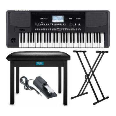 Korg PA300 61 Key Professional Arranger Keyboard Bundle with Accessory Bundle