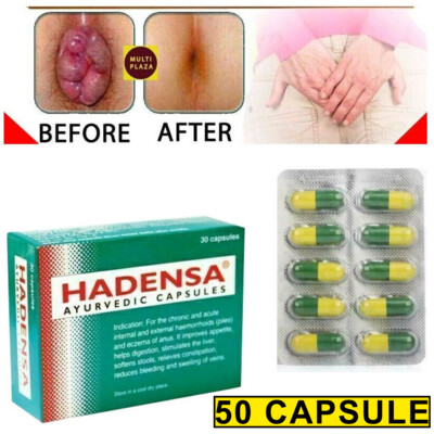 Hadensa Ayurvedic 50 Pills Stop Hemorrhoids & Piles Pain Relief Itching Swelling
