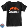 Cincinnati Football Skyline Kid's Fan T-Shirt (Black Shirt, YM)